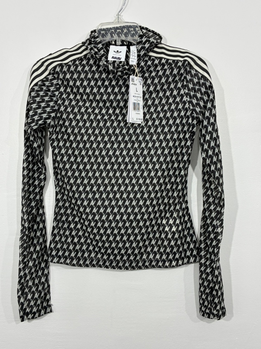 Adidas Originals Avavav Large Mesh Hoodie Thumbholes 3 Stripes JP4854 Cybercore - Picture 7 of 14